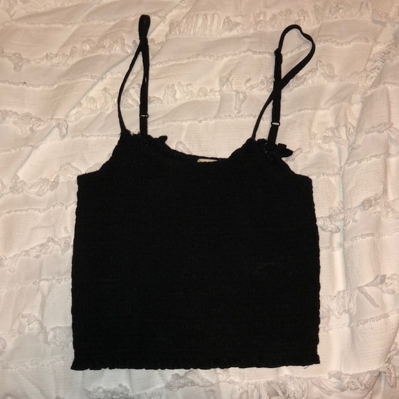 Black smocked crop top - Picture 1 of 5